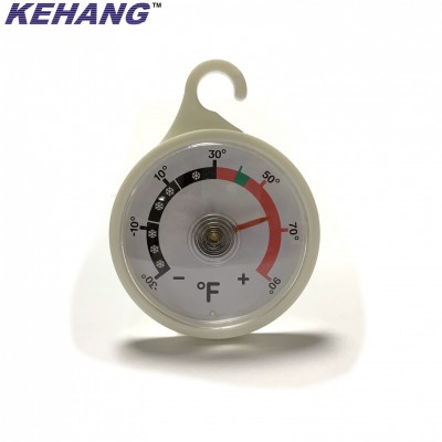 White Plastic Bimetal round fridge freezer thermometer with hook temperature gauge