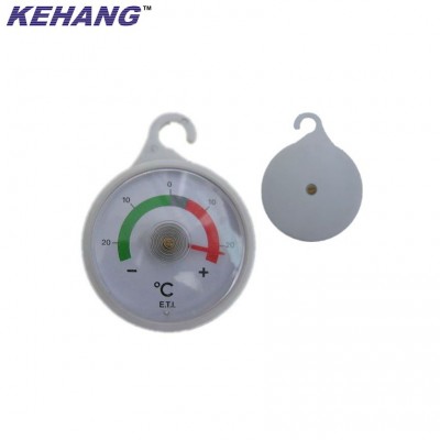 Plastic round fridge freezer thermometer with hook